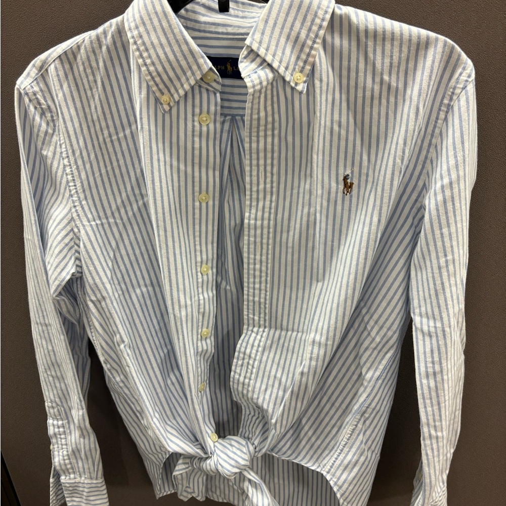 Ralph Lauren Light Blue and White Striped Shirt Women’s